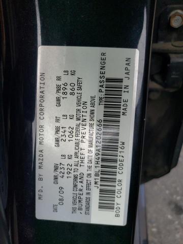 JM1BL1H49A1202666 - 2010 MAZDA SPEED 3 შავი ფოტო 12