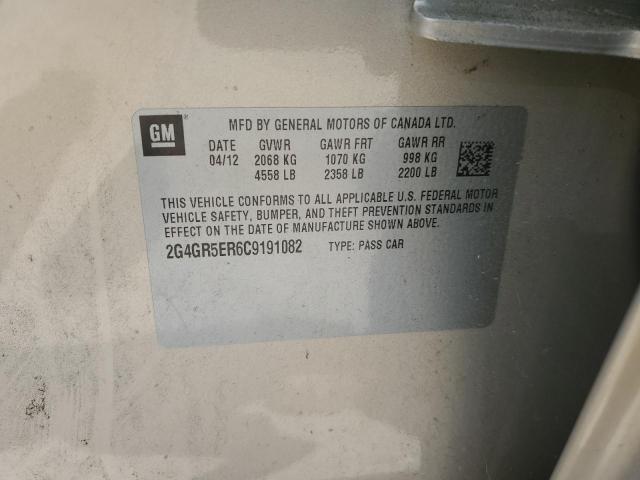 2G4GR5ER6C9191082 - 2012 BUICK REGAL 金色 照片 12