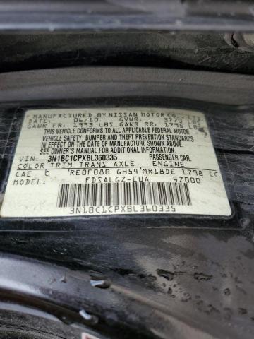 3N1BC1CPXBL360335 - 2011 NISSAN VERSA S BLACK photo 12