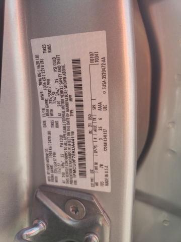 1FMCU0F75KUA44119 - 2019 FORD ESCAPE S SILVER photo 13