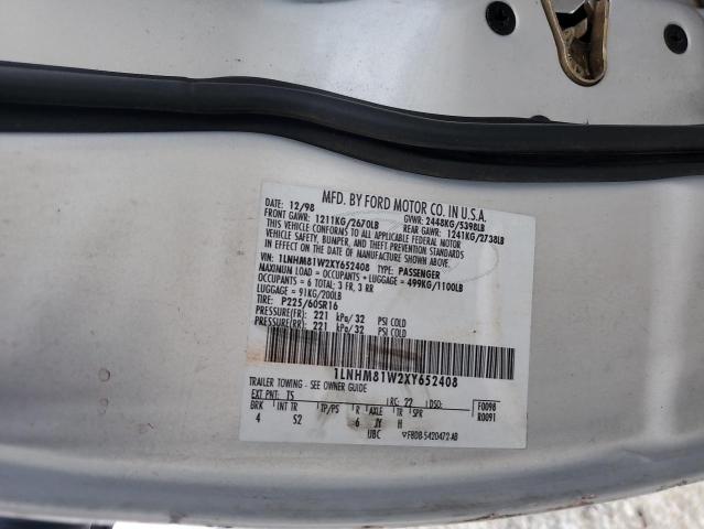 1LNHM81W2XY652408 - 1999 LINCOLN TOWN CAR EXECUTIVE Արծաթագույն լուսանկար 12