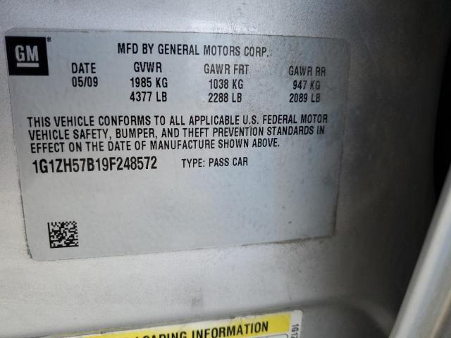 1G1ZH57B19F248572 - 2009 CHEVROLET MALIBU 1LT SILVER photo 12