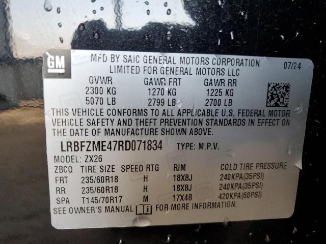 LRBFZME47RD071834 - 2024 BUICK ENVISION PREFERRED შავი ფოტო 14