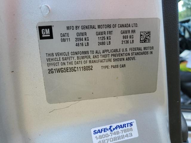 2G1WG5E35C1118052 - 2012 CHEVROLET IMPALA LT SILVER photo 12