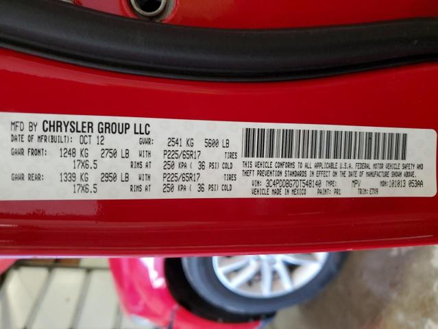 3C4PDDBG7DT548140 - 2013 DODGE JOURNEY SXT RED photo 13