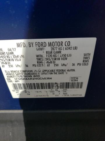 1FM5K8AR2HGC90364 - 2017 FORD EXPLORER POLICE INTERCEPTOR ლურჯი ფოტო 13