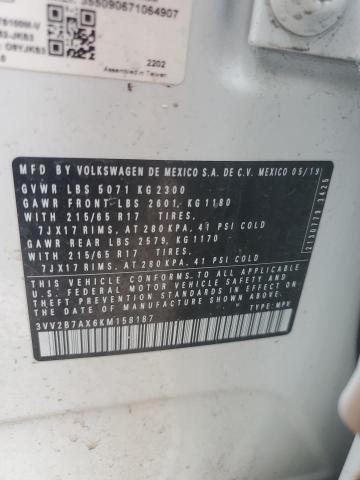 3VV2B7AX6KM158187 - 2019 VOLKSWAGEN TIGUAN SE თეთრი ფოტო 13