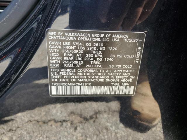 1V2ER2CA5MC542810 - 2021 VOLKSWAGEN ATLAS SEL Qara foto 12