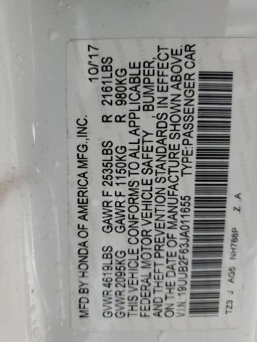 19UUB2F63JA011655 - 2018 ACURA TLX TECH+A WHITE photo 13