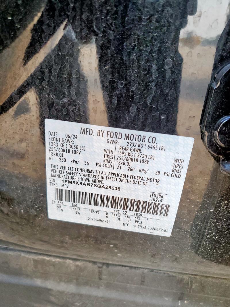 1FM5K8AB7SGA28608 - 2025 FORD EXPLORER POLICE INTERCEPTOR შავი ფოტო 13