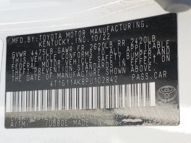 4T1G11AK8PU102842 - 2023 TOYOTA CAMRY SE NIGHT SHADE WHITE photo 12