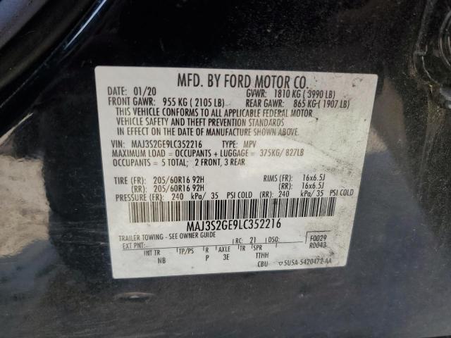 MAJ3S2GE9LC352216 - 2020 FORD ECOSPORT SE შავი ფოტო 14