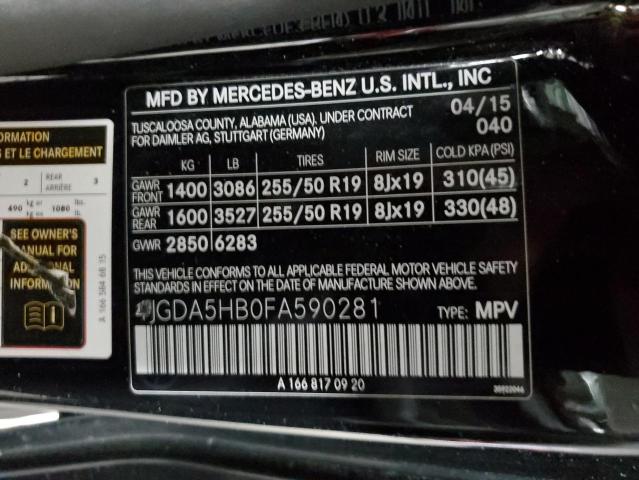 4JGDA5HB0FA590281 - 2015 MERCEDES-BENZ ML 350 4MATIC BLACK photo 13
