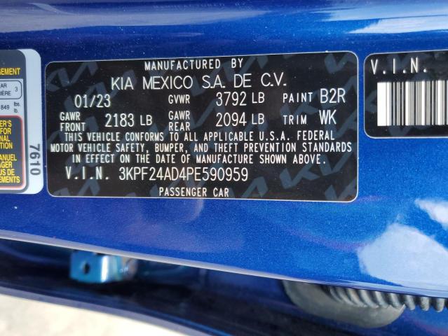 3KPF24AD4PE590959 - 2023 KIA FORTE LX BLUE photo 12