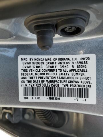 19XFC2F86LE215968 - 2020 HONDA CIVIC SPORT 银色 照片 12