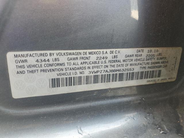 3VWPZ7AJ8BM632553 - 2011 VOLKSWAGEN JETTA S GRAY photo 13