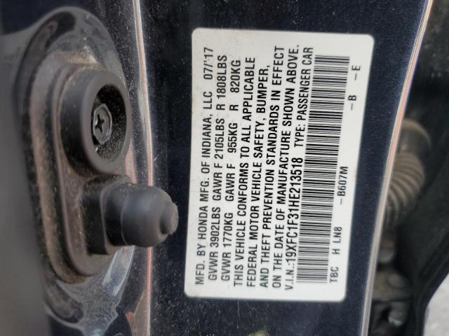 19XFC1F31HE213518 - 2017 HONDA CIVIC EX CHARCOAL photo 12