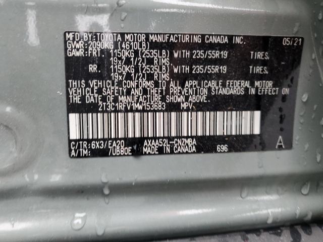 2T3C1RFV1MW153683 - 2021 TOYOTA RAV4 XLE PREMIUM GRAY photo 12