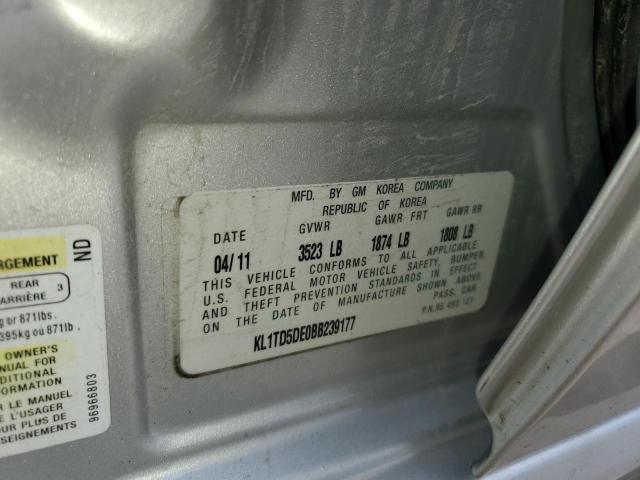 KL1TD5DE0BB239177 - 2011 CHEVROLET AVEO LS ვერცხლისფერი ფოტო 12