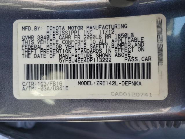 5YFBU4EE4DP113292 - 2013 TOYOTA COROLLA BASE Boz foto 13