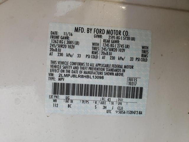 2LMPJ8LR8HBL13098 - 2017 LINCOLN MKX RESERVE أبيض صورة 12