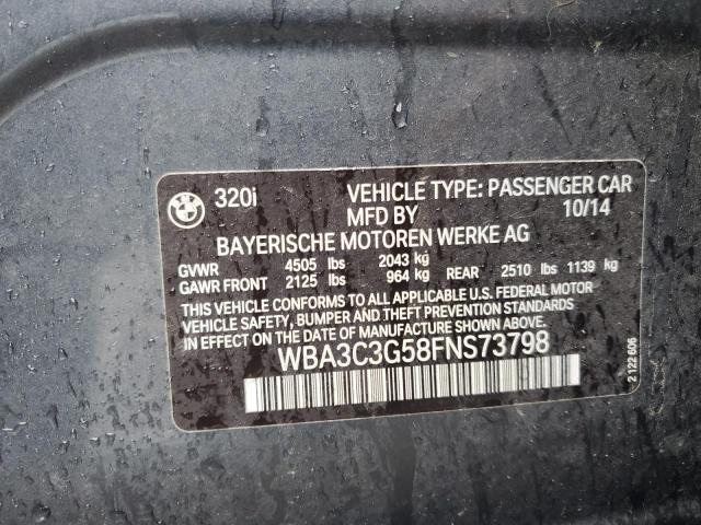 WBA3C3G58FNS73798 - 2015 BMW 320 I XDRIVE GRAY photo 12