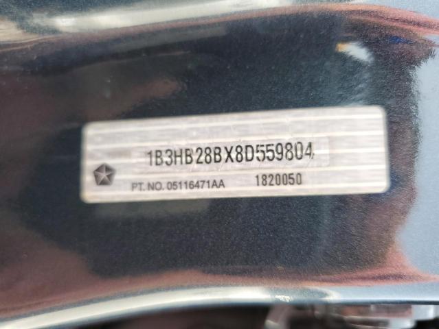 1B3HB28BX8D559804 - 2008 DODGE CALIBER GRAY photo 12