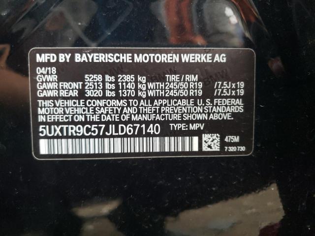 5UXTR9C57JLD67140 - 2018 BMW X3 XDRIVE30I BLACK photo 12