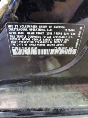 1VWDT7A35HC043458 - 2017 VOLKSWAGEN PASSAT R-LINE Schwarz Foto 12
