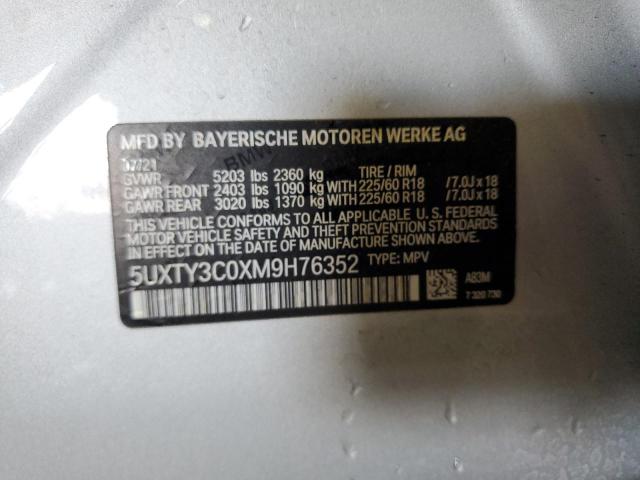 5UXTY3C0XM9H76352 - 2021 BMW X3 SDRIVE30I Күміс фото 12