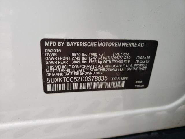 5UXKT0C52G0S78835 - 2016 BMW X5 XDR40E WHITE photo 13