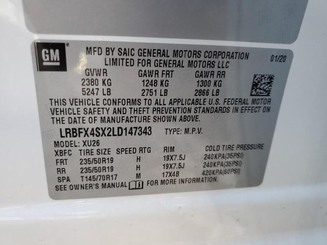 LRBFX4SX2LD147343 - 2020 BUICK ENVISION PREMIUM II WHITE photo 13