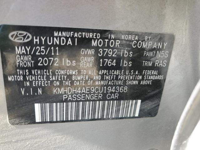 KMHDH4AE9CU194368 - 2012 HYUNDAI ELANTRA GLS GRAY photo 13