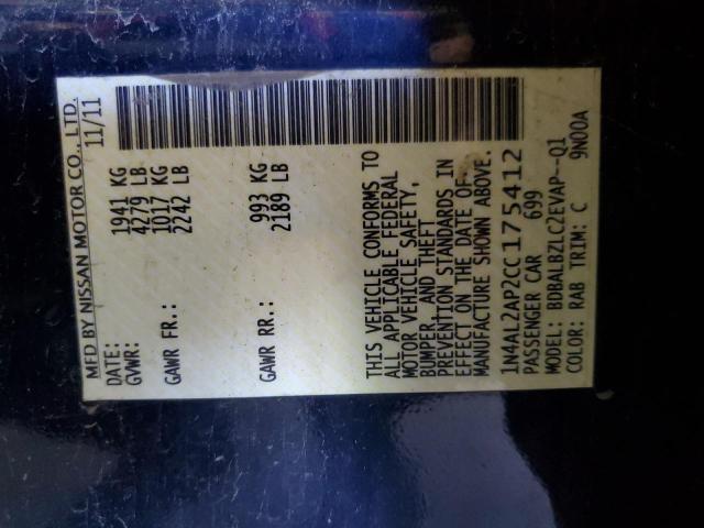 1N4AL2AP2CC175412 - 2012 NISSAN ALTIMA BASE ლურჯი ფოტო 12