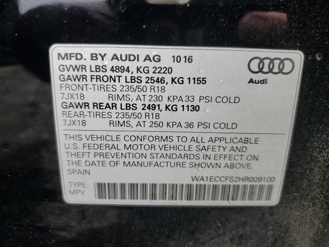 WA1ECCFS2HR009100 - 2017 AUDI Q3 PREMIUM BLACK photo 14