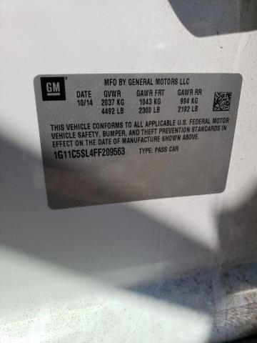 1G11C5SL4FF209563 - 2015 CHEVROLET MALIBU 1LT 白色 照片 12