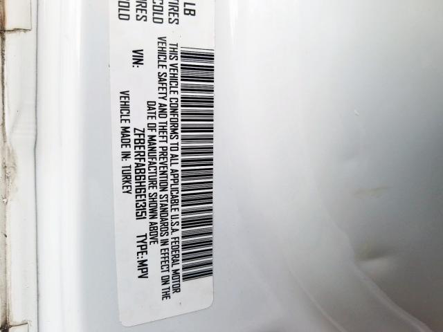 ZFBERFAB6H6E13151 - 2017 RAM PROMASTER CITY  photo 10