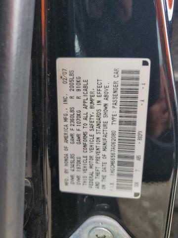 1HGCM66567A062080 - 2007 HONDA ACCORD EX BLACK photo 12