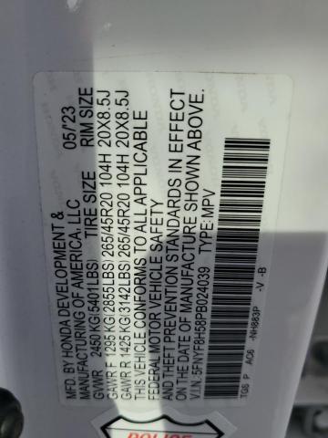 5FNYF8H58PB024039 - 2023 HONDA PASSPORT EXL Ağ foto 13