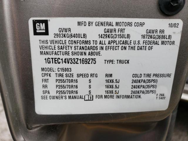 1GTEC14V33Z169275 - 2003 GMC NEW SIERRA C1500 SILVER photo 13