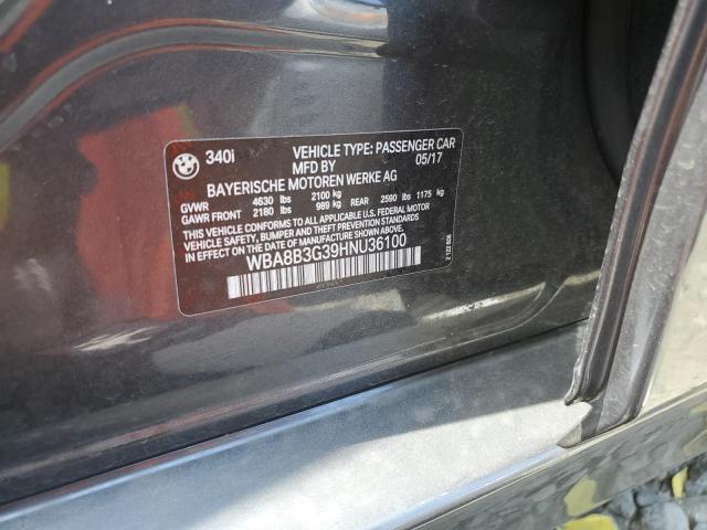 WBA8B3G39HNU36100 - 2017 BMW 340 I 灰色 照片 12
