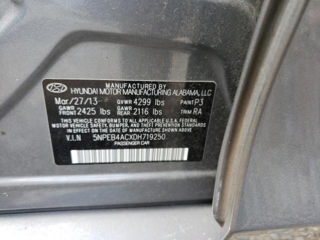 5NPEB4ACXDH719250 - 2013 HYUNDAI SONATA GLS GRAY photo 13