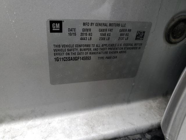 1G11C5SA0GF145893 - 2016 CHEVROLET MALIBU LIM LT 银色 照片 12