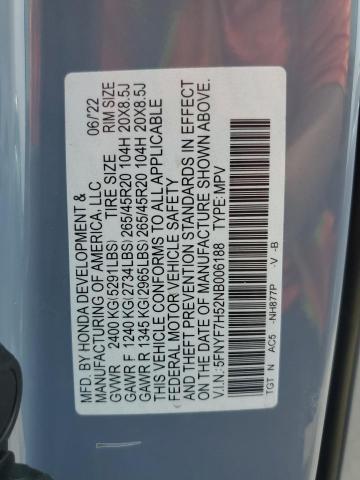 5FNYF7H52NB006188 - 2022 HONDA PASSPORT EXL 灰色 照片 13