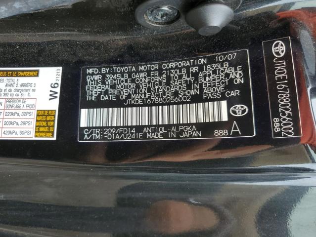 JTKDE167880256002 - 2008 TOYOTA SCION TC BLACK photo 12