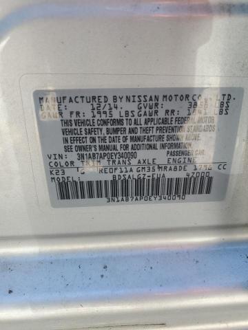 3N1AB7AP0EY340090 - 2014 NISSAN SENTRA S SILVER photo 12