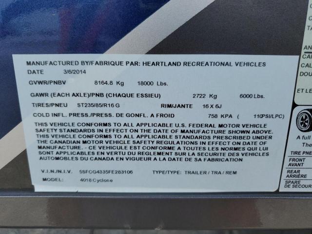 5SFCG4335FE283106 - 2015 HEARTLAND GATEWAY 蓝色 照片 10