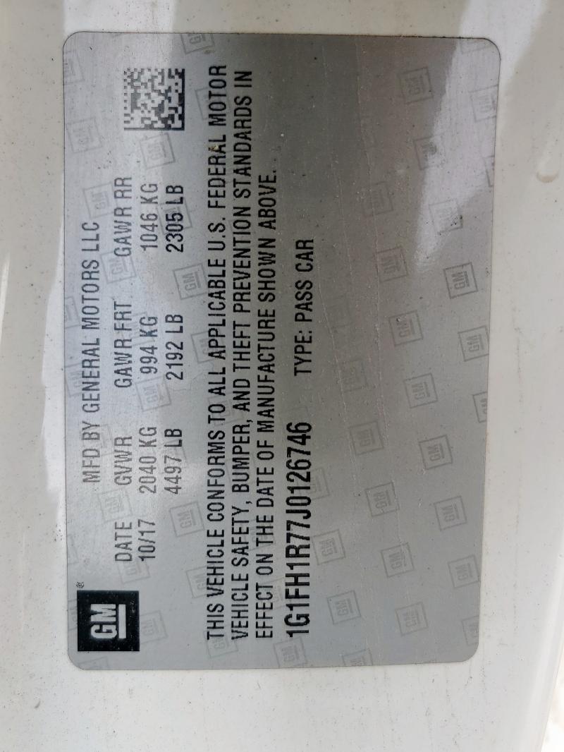 1G1FH1R77J0126746 - 2018 CHEVROLET CAMARO SS WHITE photo 12