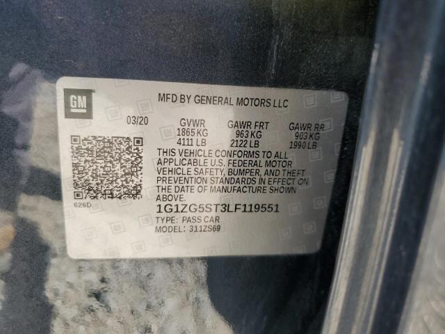 1G1ZG5ST3LF119551 - 2020 CHEVROLET MALIBU RS GRAY photo 12