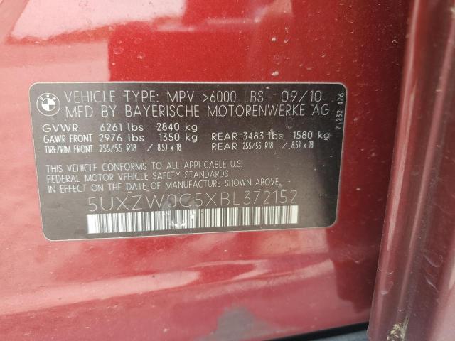 5UXZW0C5XBL372152 - 2011 BMW X5 XDRIVE35D RED photo 12